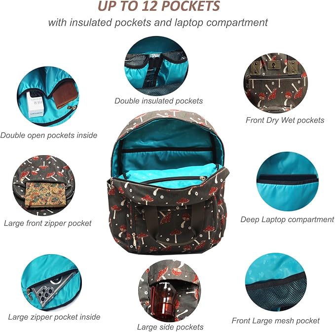 Diaper Bag Backpack, Large Capacity Multifunction Baby Essentials Fashion Travel Pack Linen Canvas office Laptop Bag (Corduroy Mushroom)