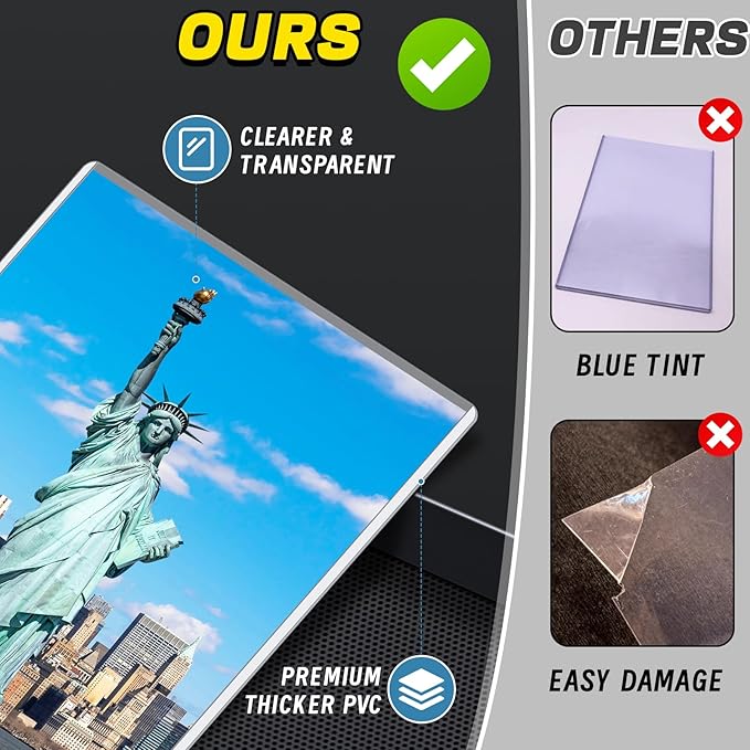 25ct 8"x10" Inch Premium PVC Toploaders, Hard Crystal Clear Plastic Sheet Holders, Sleeves Protectors for Autograph Pictures, Art and Certificates