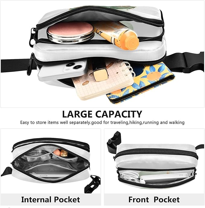 Bunny Driving A Car with Sunflowers Fanny Pack for Women Men Water Resistant Fashion Waist Packs with Adjustable Strap Belt Bag for Travel Workout Jogging Hiking 21218885