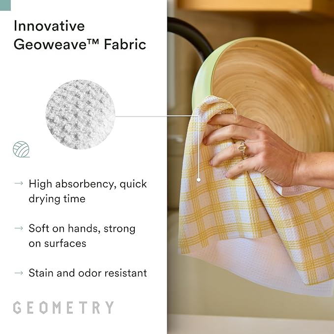 GEOMETRY Tea Towels – Spring & Summer Collection – Quick-Dry, Ultra-Absorbent, Reusable Microfiber Kitchen Towels for Drying & Cleaning - Sunbeam - 2 Pack