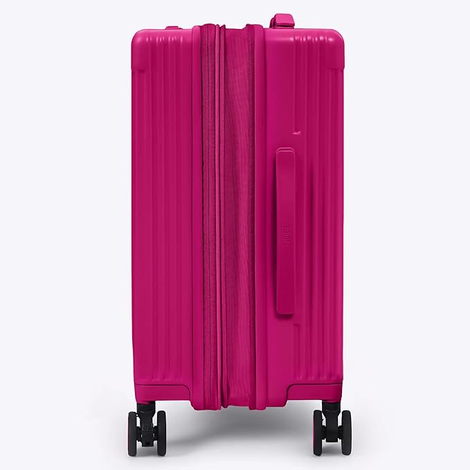 Nobl Travel Carry On Expandable Luggage, Noble Aluminum Frame PC Hard Shell Suitcase, 22.5”x14.2”x9.8” Airline Approved, 360° Spinner Wheels, TSA Locks, USB Charging, Cup & Phone Holder - Hot Pink