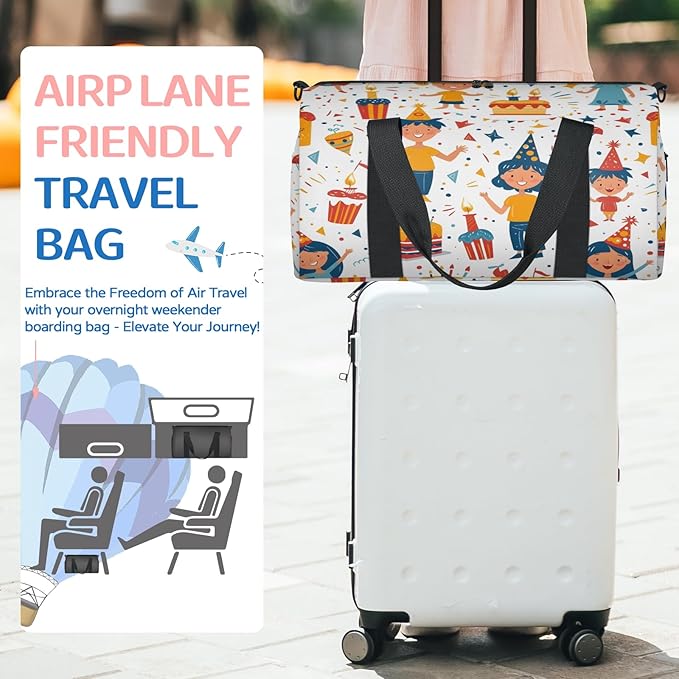 Happy Birthday Travel Duffle Bag for Women Men, Overnight Weekender Bag, Carry on Tote for Sport Gym
