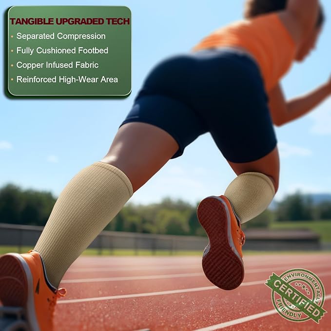 BULLIANT Compression Socks 3Pairs-15-20mmHg Circulation Support Men Women Hiking Sports Recovery-Upgraded Wicking Tech