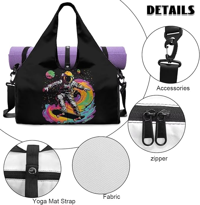 Mens Tote Bag with Carriers, Fits All Stuff Mens Gym Bag with Shoe Compartment, Pocket, Double Zipper Weekender Bag Take in Out Mat Easily