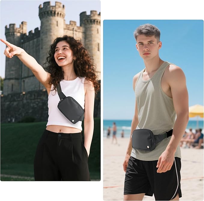 Anti Theft Fanny Pack 2L Belt Bag Crossbody Bag for Women Men Rfid Blocking Sling Waist Bags for Travel, Gray