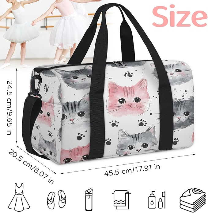 Funny Cat Kitty Travel Duffle Bag for Women Men, Overnight Weekender Bag, Carry on Tote for Sport Gym