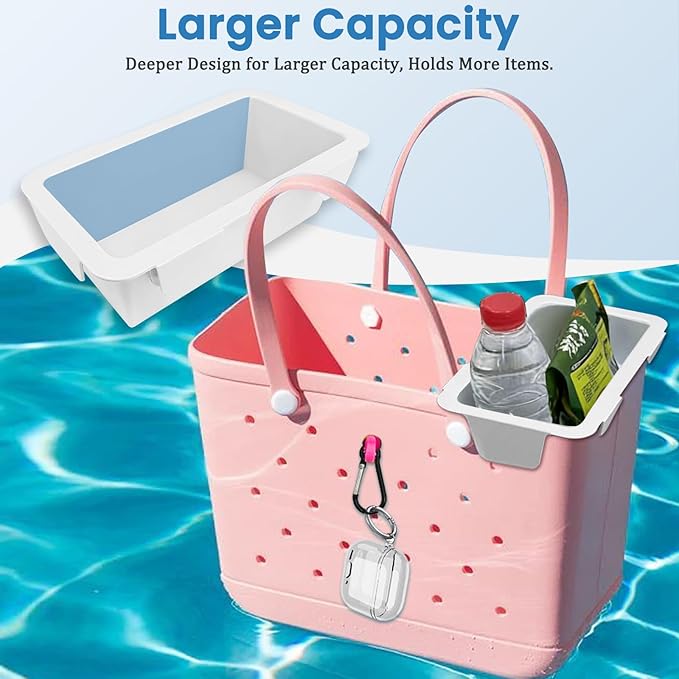Upgraded Snack Topper Tray for Bogg Bag, Lightweight Organizer Accessories, Fits Large/Medium (Baby) / Small (Bitty) Bogg Bags, with 2 Multifunctional Insert Carabiners, Blue