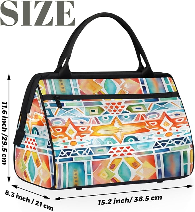 Colorful Patterns Overnight Weekender Bag for Women Men Travel Duffel Bags Waterproof Luggage Carry on Sports Yoga Gym Bag