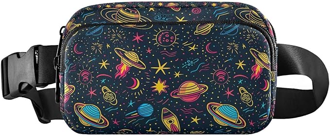 Cute Space Planet Fanny Pack for Women Men Water Resistant Fashion Waist Packs with Adjustable Strap Belt Bag for Travel Workout Jogging Hiking 21220128