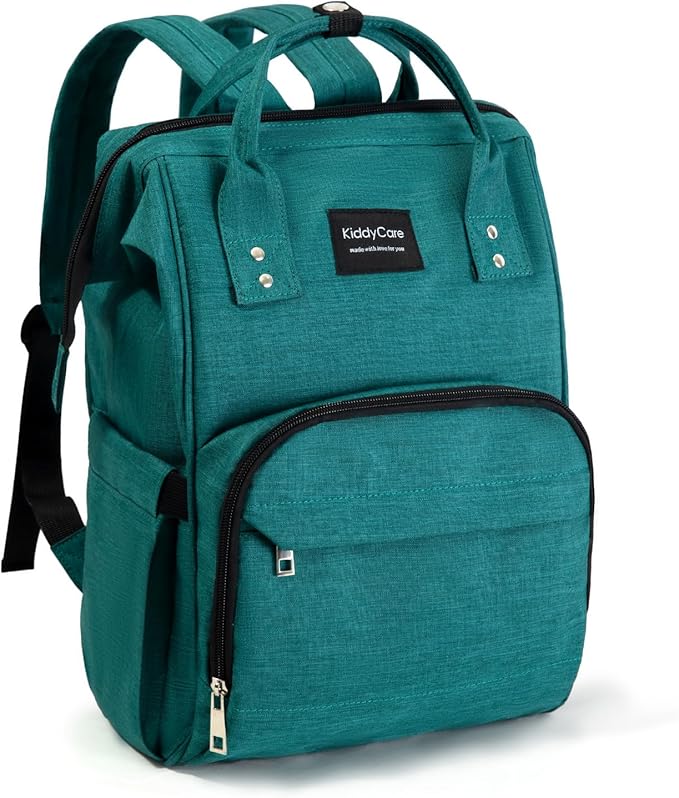 KiddyCare Diaper Backpack | Travel Backpack for Mom with Baby Diaper Bags and Changing Station Multipurpose Waterproof Tote for Maternity Baby Bags - Big, Stylish, Unisex - Green