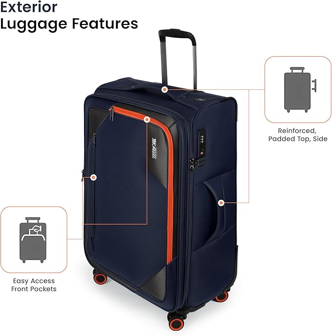 Suitcases with Wheels 32 inch Luggage,Large Softside Suitcase Expandable 20% w/TSA LOCK,Lightweight Travel Suitcase for Men/Women（Navy,32in）