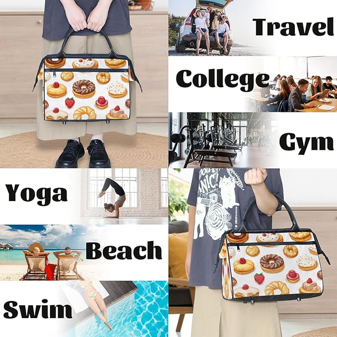 Cute Cake Overnight Weekender Bag for Women Men Travel Duffel Bags Waterproof Luggage Carry on Sports Yoga Gym Bag