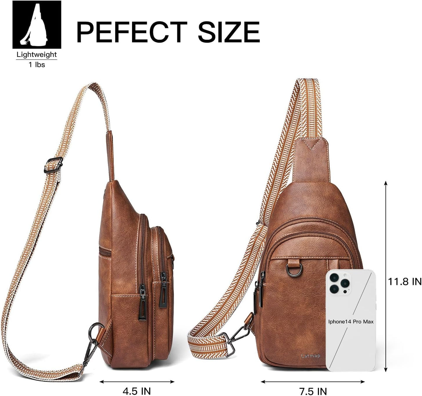 7L Sling Bag for Women Men Leather Small Sling Backpack Daypack Anti Theft Fanny Pack Crossbody Purse Travel