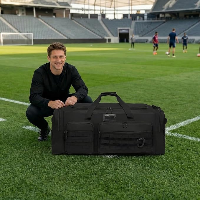 135L Large Duffle Bag, Heavy Duty Duffle Bag for Travel, Extra Large Sports Gym Equipment Bag for Soccer Baseball Basketball Hockey Football, Black