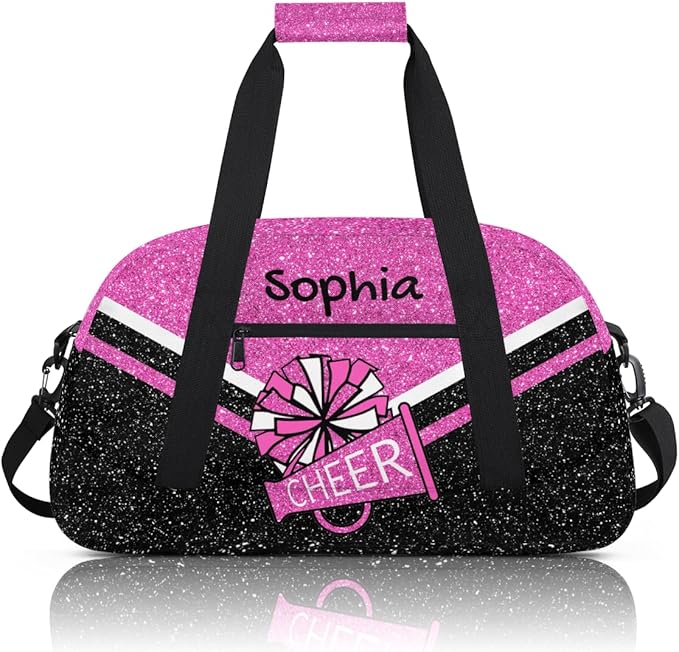 Personalized Pink Cheer Bag for Cheerleaders, Custom Sport Gym Bag Dance Bag Travel Duffle Bag Cheerleading Gifts for Women