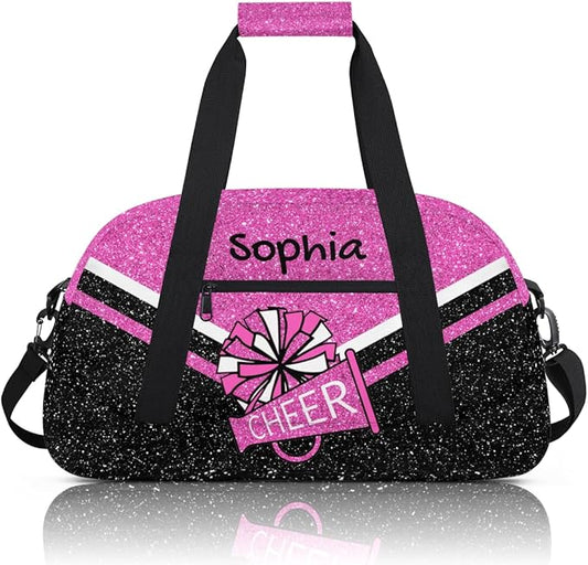 Personalized Pink Cheer Bag for Cheerleaders, Custom Sport Gym Bag Dance Bag Travel Duffle Bag Cheerleading Gifts for Women