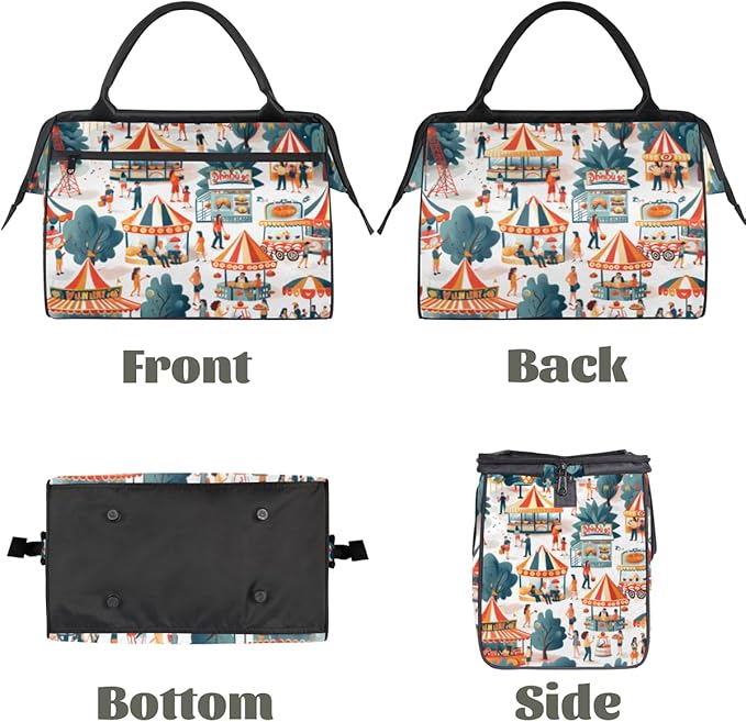 Amusement Park Themed Overnight Weekender Bag for Women Men Travel Duffel Bags Waterproof Luggage Carry on Sports Yoga Gym Bag