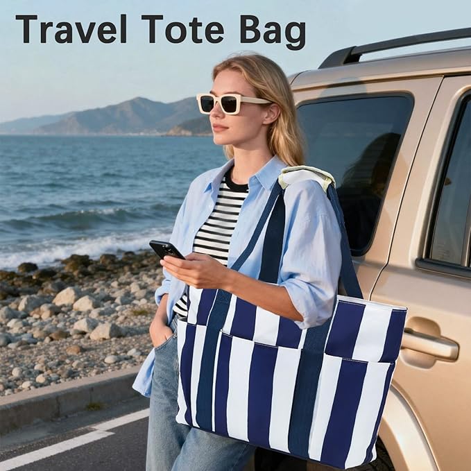 Fammart Waterproof Beach Bag for Women with Wet Pocket, Beach Tote Compatible with Stanley Cup for Pool Travel Cruise