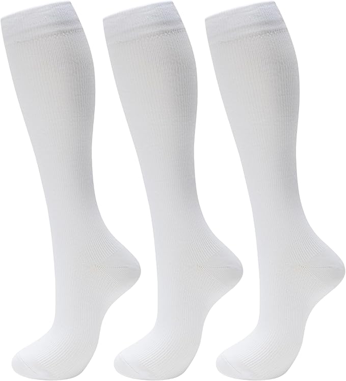 fenglaoda 3 Pairs Compression Socks for Women & Men Knee High Nurse Pregnant Cute Medical Running Travel Athletic