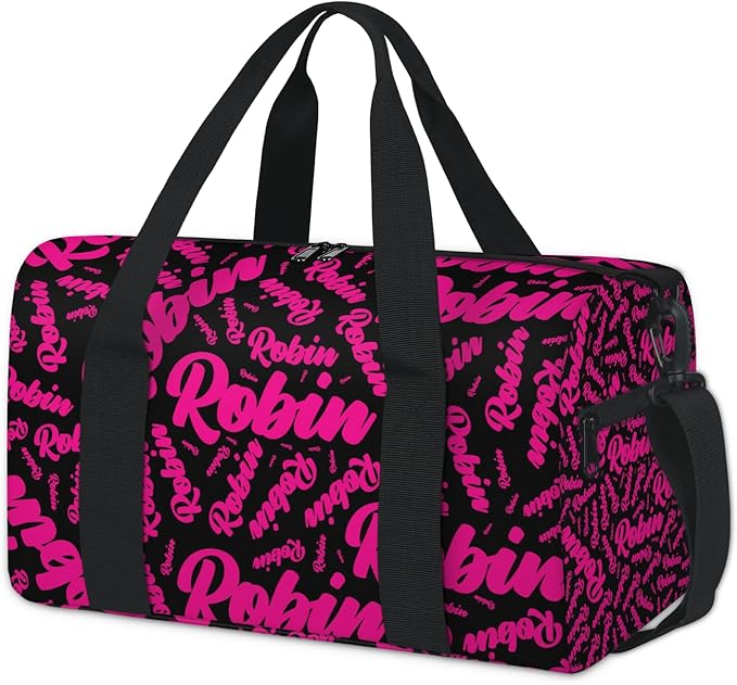 Custom-Dance-Gymnastics-Bag for Girls Personalized Kids Duffle Bag Cheerleader Team Bag for Travel Gym Sport Hot Pink Black