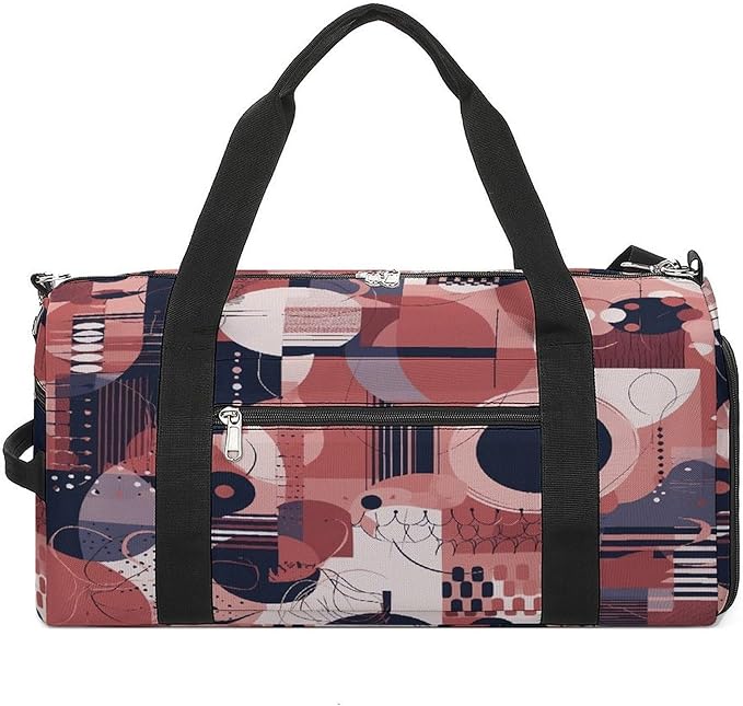 Soft Geometric Style Gym Bag Lightweight ，Travel Duffle Bag with Shoe Compartment，Gym Bag for Women for Overnight, Weekend, Yoga, Gym, Business Trips, Sport And Hospital.