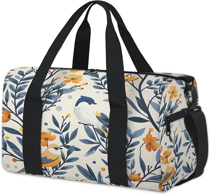 Rustic Birds Travel Duffle Bag for Women Men, Overnight Weekender Bag, Carry on Tote for Sport Gym