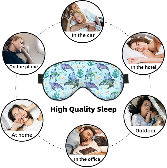 Sea Turtle Sleep Mask Breathable Soft Eye Mask for Sleep for Women Men Lightweight Eye Cover for Travel, Night Work, Nap, Office