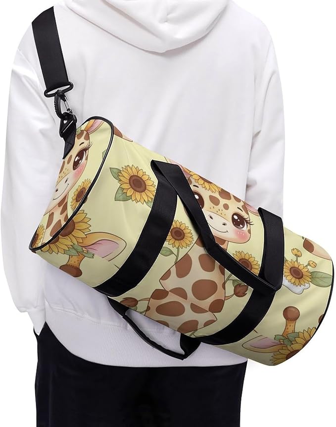 Weekender Carry on Beach Yoga Bag Sport Gym Fitness Tote Overnight Weekender Travel Bags for Men Women (Sunflower Giraffe)
