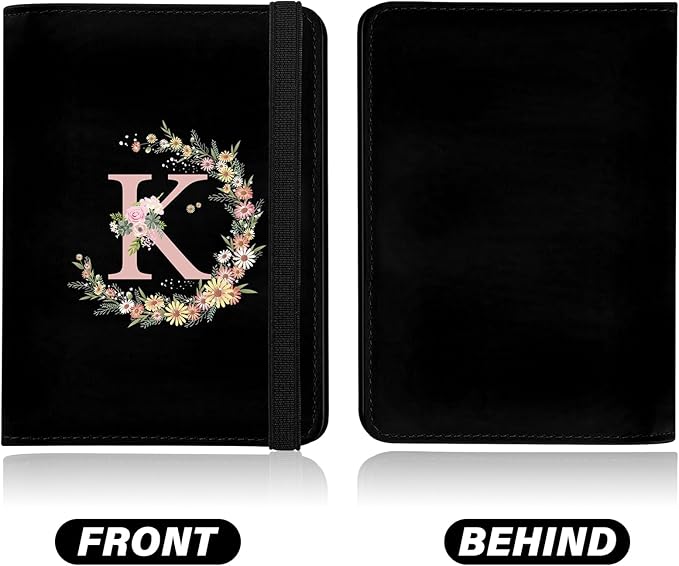 Cute Passport Holder and Holder Combo Passport Cover with RFID Blocking Women Men Compatible Wallet Credit Card Protector (Initial Monogram-K)