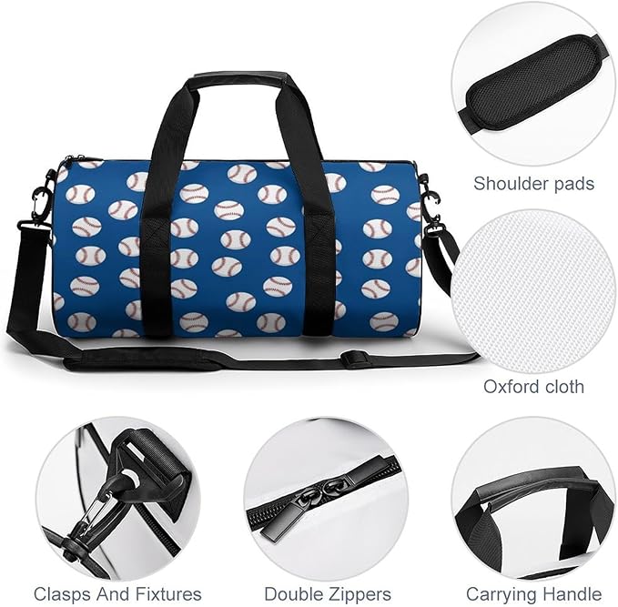Lightweight Sports Travel Bag Baseball Navy Blue Cute Ball Beach Swim Bags Men Women Duffle Bag Foldable Overnight Bags