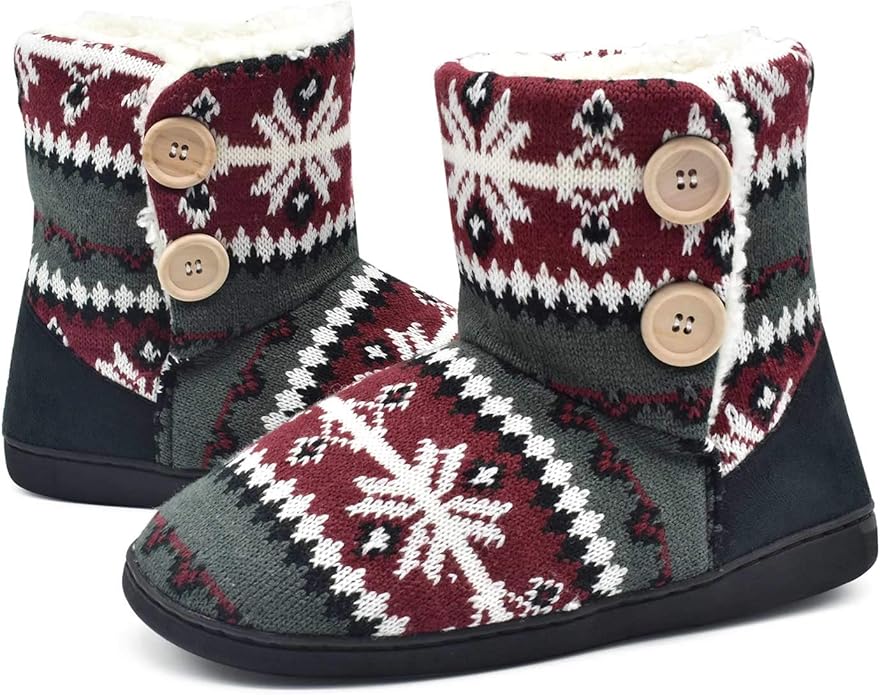 ONCAI Women's Slippers Comfort Knit Boots Winter Warm Outdoor Indoor Shoes
