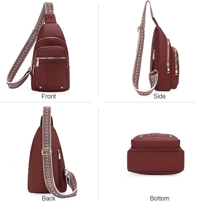 GAEKEAO Sling Bag for Women Crossbody Bags Fanny Pack Vegan Leather Chest Bag Travel Shoulder Belt Purse Backpack Gifts