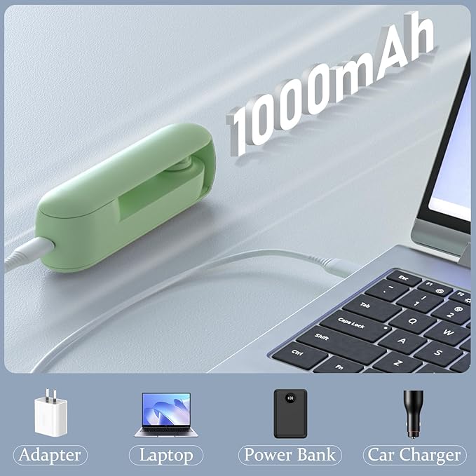 Portable Handheld Fan, 2 IN 1 Mini Hand Fan, Battery Operated [8-15 Working Hours], USB Rechargeable Personal Foldable Fan for Indoor, Small Pocket Fans Travel Essentials for Outdoor (Green)