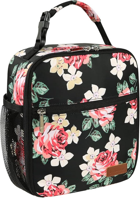 Femuar Lunch Box for Men Women Adults Small Lunch Bag for Office Work Picnic - Reusable Portable Lunchbox, Penoy Flower