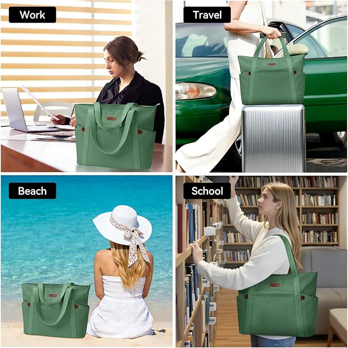 Handbags for Women Large Capacity Tote Bag with Zipper and Multi-Pockets Lightweight Waterproof Nylon Shoulder Bag