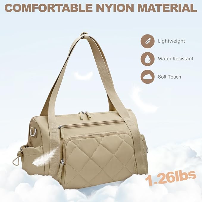 SYTRAH Gym Bag for Women, Duffle Weekender Bags for Travel, Lightweight Weekender Tote with Wet Pocket for Sports, Workout and Dance Khaki