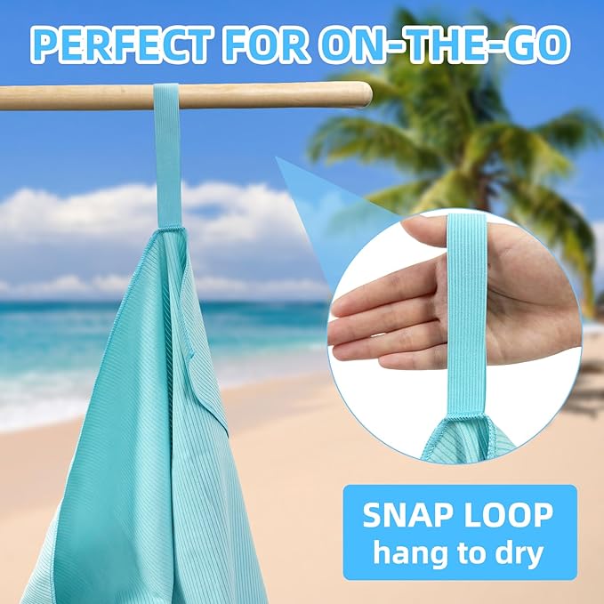 Microfiber Beach Towel, Lightweight Quick Dry Pool Towel, Super Absorbent Soft Bath Towel for Swimming, Gym, Travel, Camping & Outdoor, Sand Free, Compact and Large 9.5" x 9.5", Blue