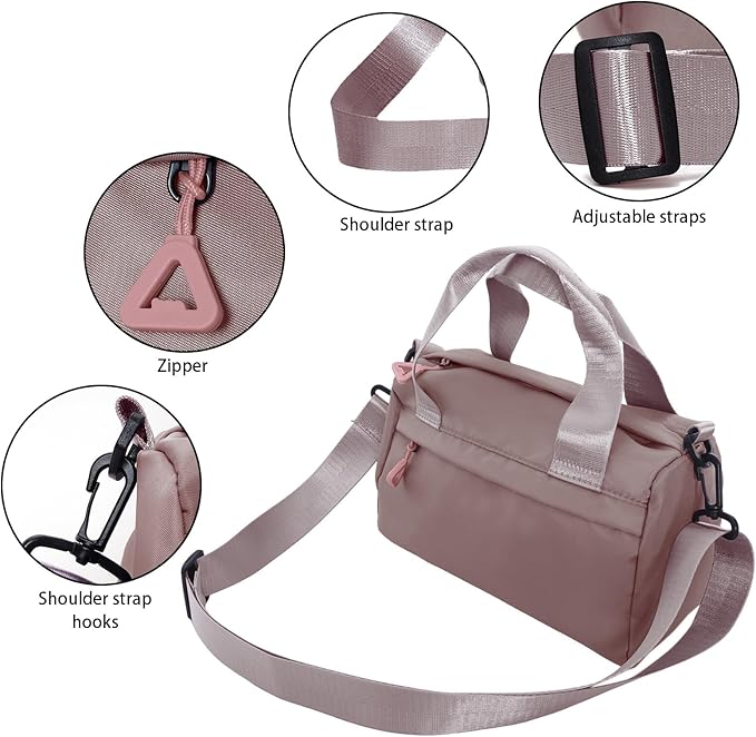 Mini Gym Bag Sport Bag Adjustable Small Duffle Bag Detachable Strap Gym Tote for Women Men Portable Fitness Shoulder Bag for Sports Travel (Pink)