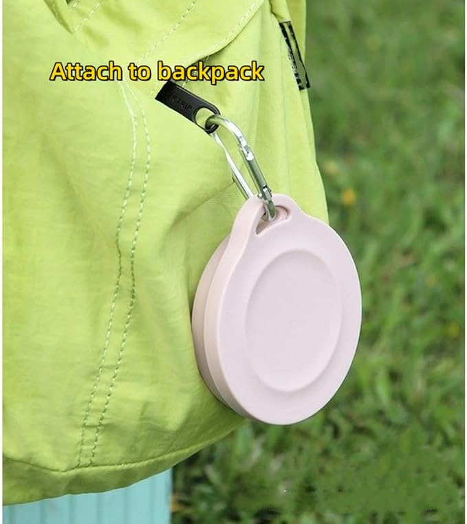Reusable Foldable Silicone Water Cup, Portable Picnic Snacks Cup, Pocket Size Travel Cup Extensible, Collapsible Cups with Lid for Camping, Travel (Pink with Hook)
