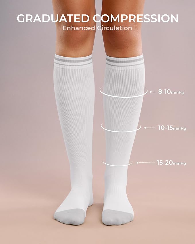 FITRELL 4 Pairs Compression Socks for Women & Men, 15-20mmHg Circulation Support for Athletic Travel Daily Wear