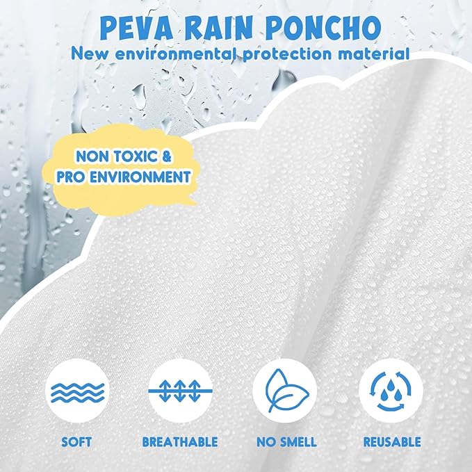 ANYOO Kids Rain Poncho with Hood Lightweight Emergency Raincoat Reusable Boys and Girls Rain Jacket for Disney Travel Outdoor