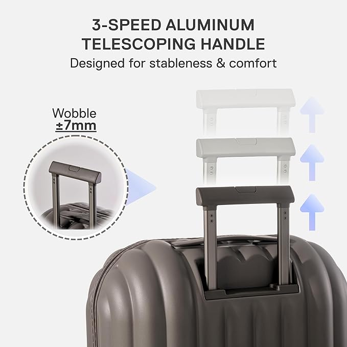 artrips Checked Luggage 24 Inch, Lightweight Hard Shell Suitcase with Spinner Wheels, Medium Travel Suitcase for 4–7 Day Trips, Grey