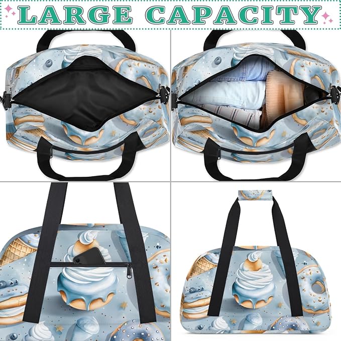 Doughnuts Ice Cream Kids-Duffel-Bags Gymnastics Dance Bag Carry-On Overnight Travel Gym Lightweight Dance Sports Bags For Girls Boys Kids，