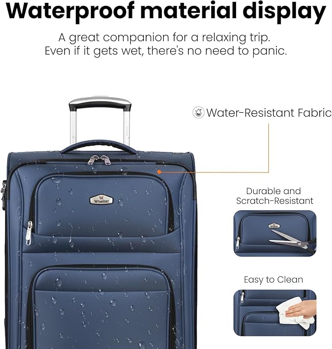 Softside Luggage Sets 2 Piece,Expandable15% Lightweight Durable Suitcase Sets Double Spinner Wheels & w/Combination LOCK（Blue,20in/30in）