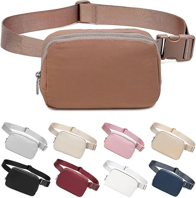 Belt Bag for Women Fanny Pack Dupes, Fashion Crossbody Waist Pack Bag with Adjustable Strap, Everywhere Belt Bag for Travel Outdoors Running Hiking（Brown）