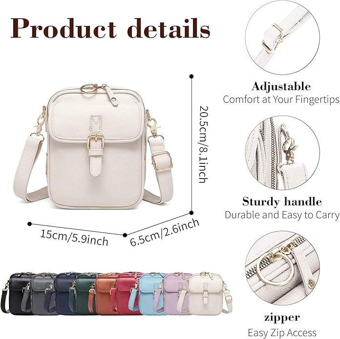 Leather Crossbody Bags for Women Travel Small Crossbody Purse Anti Theft Waterproof Bum Bag with Built in Wallet