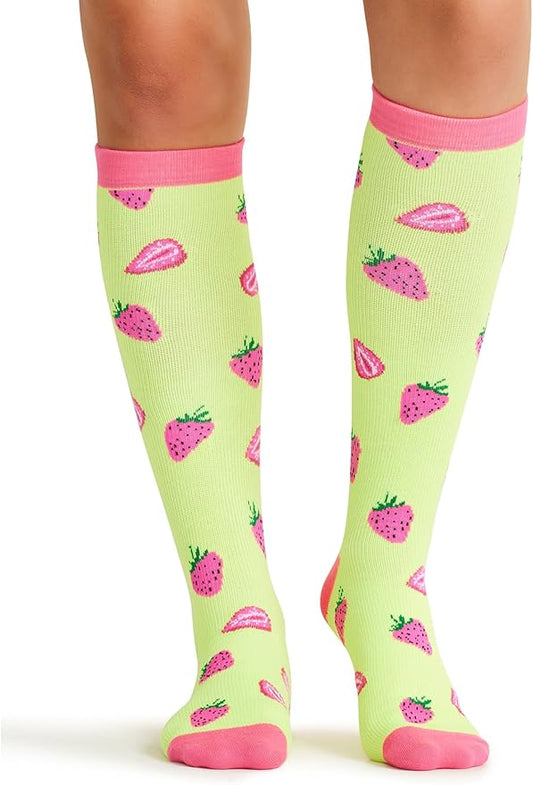 Cherokee Women's 10-15mmHg Compression Socks – Fun Print Knee Highs with Light Support, Soft Feel - PRINTSUPPORT