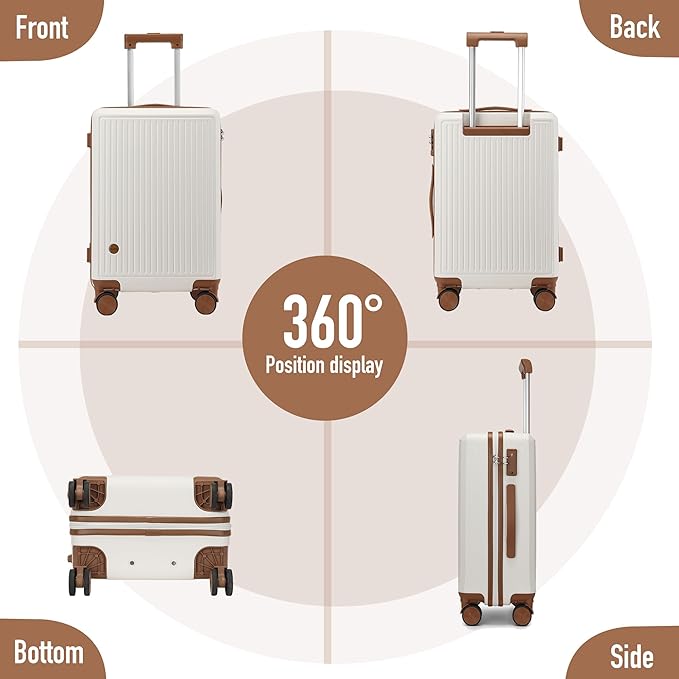 Luggage Sets with Spinner Wheels, 3 Piece Suitcase Set for Women,Hardside Luggage set Clearance with TSA Lock,Hard Shell Rolling suitcase,Hard Case for Travel(White, 3PCS Set)