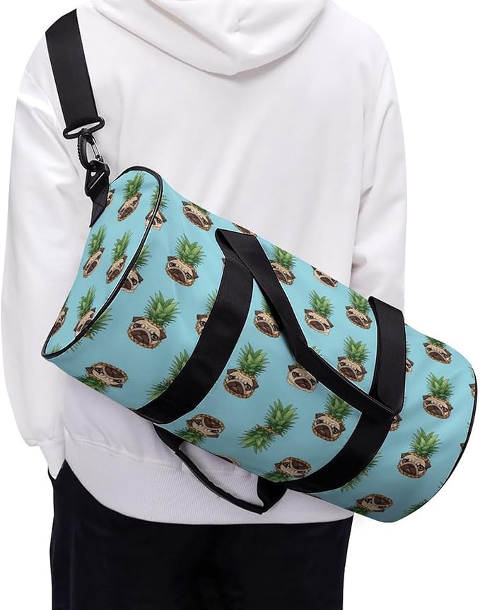 Gym Sports Duffle Bag Pineapple Pug Weekender Carry on Beach Yoga Overnight Luggage Bag Travel Training Workout Bags