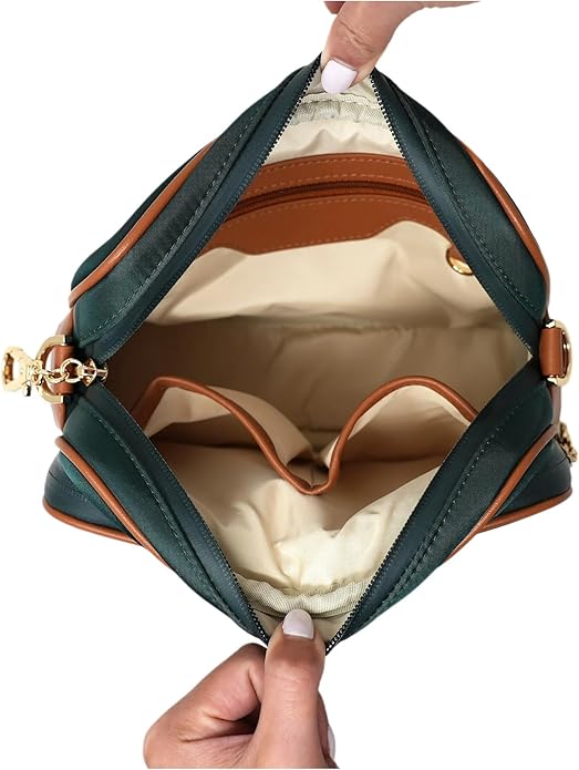 Womens Anti-Theft Water-Proof Travel Crossbody Bag with Slash-Resistant Faux Leather & Locking Clasps Strap